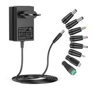 Melasat - Adattatore AC da 12 V, 2 A, trasformatore da 24 W, AC220 V a DC12 V, 0,5 A, 1 A, 1,5 A, 2 A, trasformatore da 5,5 mm con 8 adattatori di presa DC, adattatore AC DC (DC12 V~2 A)