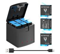 melasta per GoPro Hero 12/11/10/9 Series Batteria Fotocamera, Tre batterie ricaricabili da 1800 mAh, caricatore e custodia di ricarica (3 Batteria + 1 Caricatore)