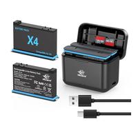 melasta per Insta360 X4 Batteria al Litio Ricaricabile, 3,85V 2500mAh Batteria x4 e Caricatore Con 2 Batterie e 1 Caricatore (con Slot per Schede)