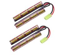melasta 9,6V NiMH Batteria Airsoft 1600mAh Batteria con Connettore mini Tamiya per M4, G36C, MP5, MP249, M110, SR25, M240B, G36, M14, RPK, PKM, L85, AUG, G3, EROA002, EROA003, 2 * Pack
