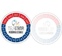 Melastampi Etichetta Revisione Auto, 4 Etichette Rotonde da 6 cm in PVC Trasparente, Applicazione Interno Vetro con Lettura Esterna, Alta Qualità e Leggibilità, Scadenza 1 Anno Dopo L'anno Corrente