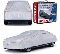 Melber Telo Antigrandine Auto Taglia M, Imbottitura 6mm Alta Protezione, Copriauto Esterno Impermeabile e Antigraffio, Tessuto Anti-UV, Cinghie Antivento, 440x165x119 cm, 4 Stagioni, Argento