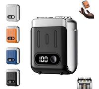 Melbob Shaver, 2025 New Upgrade Men's Portable Mini Rotary Electric Shaver, Portable Rotary Dual Ring Electric Shavers, Digital Display, USB Rechargeable Waterproof, For Home Travels (Black)