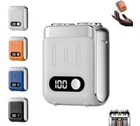 Melbob Shaver, 2025 New Upgrade Men's Portable Mini Rotary Electric Shaver, Portable Rotary Dual Ring Electric Shavers, Digital Display, USB Rechargeable Waterproof, For Home Travels (White)