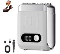 Melbob Shaver, Men's Portable Mini Rotary Electric Shaver, Mini Razor Dual Head Portable, Minis Foil Shavers, for Home and Travel, Digital Display (White)