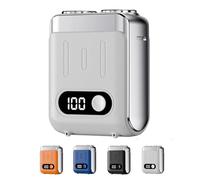 Melbob Shaver, Men's Portable Mini Rotary Electric Shaver, Twin Shavers,Digital Display, USB Rechargeable Waterproof, for Home Travel (White)