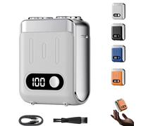 Melbob Shaver, Men's Portable Mini Rotary Electric Shaver, Twin Shavers, Digital Display, Waterproof Blade, Small And Portable, for Home, Travels (White)