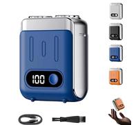 Melbob Shaver, Men's Portable Mini Rotary Electric Shaver, Twin Shavers, Digital Display, Waterproof Blade, Small And Portable, for Home, Travels (Blue)