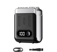 Melbob Shaver, Men's Portable Mini Rotary Electric Shaver, Twin Shavers, Digital Display, Waterproof Blade, Small And Portable, for Home, Travels (Black)