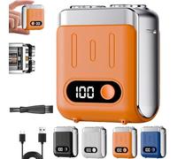 Melbob Shaver, Portable Rotary Dual Ring Electric Shave, Twin Shavers,Digital Display, USB Rechargeable Waterproof For Home Travel (Orange)