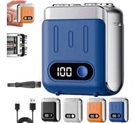Melbob Shaver, Portable Rotary Dual Ring Electric Shave, Twin Shavers,Digital Display, USB Rechargeable Waterproof For Home Travel (Blue)