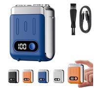 Melbob Shaver, Portable Rotary Dual Ring Electric Shaver, IPX7 Waterproof Mini Electric Razor for Men Face Beard, LED Display & Precision Blades, Travel Mini Shavers for Men (Black)