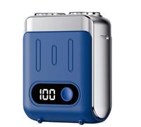 Melbob Shaver, R-12 Luggage Electric Shaver, Men's Portable Mini Rotary Electric Shavers, Dual Ring electric shavers Digital Display, for Home Travel (Blue)
