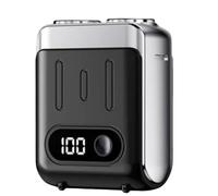 Melbob Shaver, R-12 Luggage Electric Shaver, Men's Portable Mini Rotary Electric Shavers, Dual Ring electric shavers Digital Display, for Home Travel (Black)