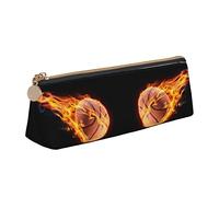 Melbrakin Astuccio carino Basketball On Fire, borsa per trucchi in pelle stampata per ufficio scolastico per ragazze e ragazzi