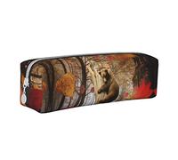 Melbrakin Astuccio carino con orso bruno in autunno, borsa per trucchi con pelle stampata con cerniera per donna uomo