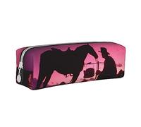 Melbrakin Astuccio carino Cowboy West, borsa per il trucco con pelle stampata con cerniera per donna uomo