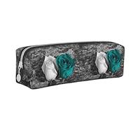 Melbrakin Astuccio carino rosa verde acqua, borsa per trucchi con pelle stampata con cerniera per donna uomo