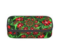 Melbrakin Astuccio grande coccinella rossa, borsa per trucchi multistrato con stampa carina per donna uomo