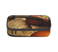 Melbrakin Astuccio grande per violino e libro, borsa per trucchi multistrato con stampa carina per donne e uomini