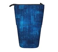 Melbrakin Astuccio per matite blu con codice binario programmatore, astuccio per matite con supporto, astuccio per matite telescopico con supporto per matite