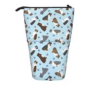 Melbrakin Astuccio per matite blu dei pastori australiani dalla coda, astuccio per matite con supporto, astuccio per matite telescopico con supporto per matite