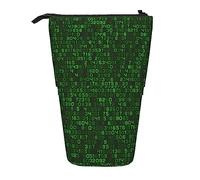 Melbrakin Astuccio per matite con codice computer decimale verde programmatore, astuccio per matite con supporto, astuccio per matite telescopico con supporto per matite