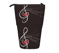 Melbrakin Astuccio per matite con note musicali d'amore, astuccio per matite con supporto, astuccio per matite telescopico con supporto per matite