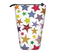Melbrakin Astuccio per matite con stelle colorate luminose, astuccio per matite con supporto, astuccio per matite telescopico con supporto per matite