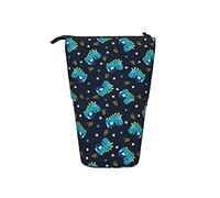 Melbrakin Astuccio per matite Dinosauro blu infantile Dino Star Pen Telescopico Supporto per cancelleria Supporto per custodia Materiale scolastico per studente Artista Infermiera d'ufficio