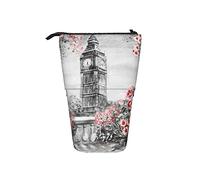 Melbrakin Astuccio per matite Fiore rosa rossa Penna per città grigia Supporto telescopico Supporto per cancelleria Custodia Materiale scolastico per studente Artista Ufficio Infermiere