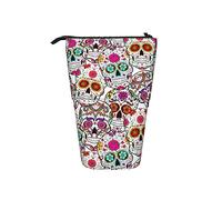 Melbrakin Astuccio per matite Il giorno dei morti Zucchero Teschio Fiore Penna Telescopico Supporto per cancelleria Supporto per custodia Materiale scolastico per studente Artista Ufficio Infermiere