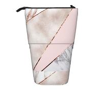 Melbrakin Astuccio per matite in marmo oro rosa misto impiombato, astuccio per matite con supporto, astuccio per matite telescopico con supporto per matite