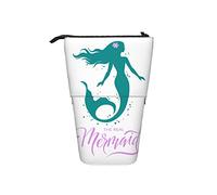 Melbrakin Astuccio per matite Mermaid Silhouette Teal Pen Telescopic Holder Stationery Storage Stand Pouch Materiale scolastico per Student Artist Office Nurse