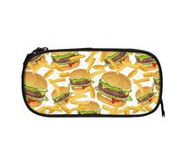 Melbrakin Astuccio per matite modello hamburger e patatine fritte Astuccio di grande capacità Portapenne Astucci per matite Box Organizer Cerniera Borsa per trucco cosmetico