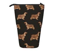 Melbrakin Astuccio per matite per cani da caccia per cani Cocker Spaniel, astuccio per matite con supporto, astuccio per matite telescopico con supporto per matite