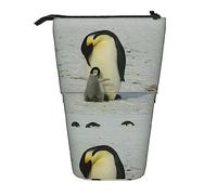 Melbrakin Astuccio per matite pinguino madre e pinguino bambino, astuccio portamatite, astuccio telescopico portamatite portapenne