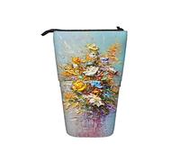 Melbrakin Astuccio per matite Pittura a olio astratta Fiore Penna Telescopico Supporto per cancelleria Supporto per custodia Materiale scolastico per studente Artista Infermiera d'ufficio