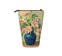 Melbrakin Astuccio per matite Pittura a olio Fiore rosa Penna Telescopica Supporto per cancelleria Supporto per custodia Materiale scolastico per studente Artista Infermiera d'ufficio