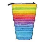 Melbrakin Astuccio telescopico colorato a righe arcobaleno Portapenne telescopico Astuccio per cancelleria, per ufficio scolastico, Natale2, Taglia unica, Organizzatore di borse