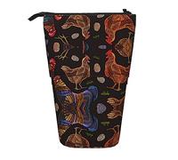 Melbrakin Astuccio telescopico con stampa pollo Portapenne Telescopico Astuccio Borsa Cancelleria, per ufficio scolastico, Natale2, Taglia unica, Organizer per borse