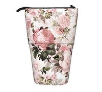 Melbrakin Astuccio vintage shabby chic con rose rosa seppia, astuccio portamatite, astuccio telescopico portamatite portapenne