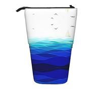 Melbrakin Barca a vela oceanica con uccelli Astuccio telescopico marittimo Portapenne Portamatite telescopico Borsa Cancelleria, per ufficio scolastico, Natale2, Taglia unica, Organizer per borse