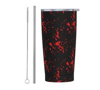 Melbrakin Bicchiere con schizzi di sangue di Halloween con coperchio e cannuccia Bicchiere da caffè riutilizzabile con tazze da caffè riutilizzabile in acciaio inossidabile da 20 once