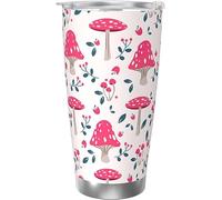 Melbrakin Bicchiere da caffè con fungo rosso Flora Art in acciaio inossidabile con isolamento sotto vuoto da 20 once, tazza da viaggio per acqua