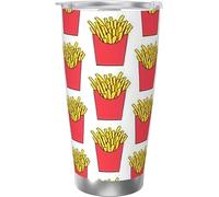 Melbrakin Bicchiere da caffè da 20 once con modello di patatine fritte carino in acciaio inossidabile con isolamento sotto vuoto. Tazza da acqua da viaggio