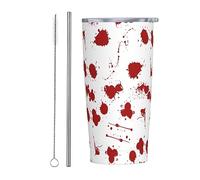 Melbrakin Bicchiere Spot Splash con sangue di Halloween con coperchio e cannuccia Bicchiere isolato sotto vuoto in acciaio inossidabile da 20 once Tazze da caffè riutilizzabili Tazza da viaggio