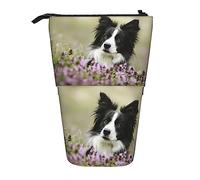 Melbrakin Border Collie Lawn Black Border Collie Astuccio per animali domestici, Astuccio per matite, Astuccio telescopico Astuccio per matite Portapenne