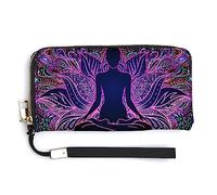 Melbrakin Borsa da donna con cerniera di grande capacità per ragazze, custodia per cellulare, compatibile con sette chakra, bohémien, mandala, funghi, yoga, meditazione, boho, arte, portafoglio