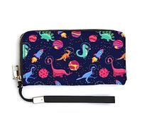 Melbrakin Borsa da donna con cerniera di grande capacità per ragazze Custodia per cellulare compatibile con simpatico cartone animato Drago Galaxy Stelle Pianeti Spazio Dinosauro Portafoglio